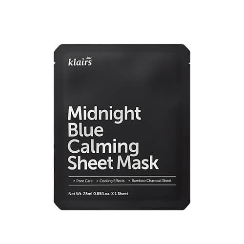 Успокаивающая тканевая маска с экстрактом коры белой ивы Dear, Klairs Midnight Blue Calming Sheet Mask