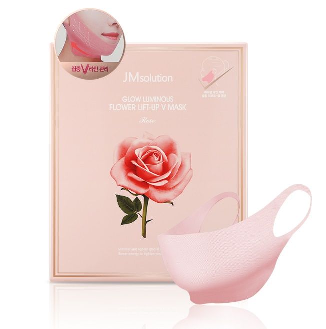 Маска для подтяжки контура лица с розовой водой JMsolution Glow Luminous Flower Lift-Up V Mask